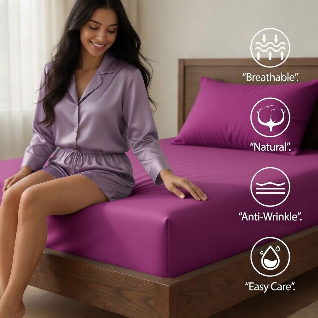 Extra Deep Fitted Sheet 40cm | Ultra Soft, Wrinkle-Free, Perfect Fit for Thick Mattress (UK Size)