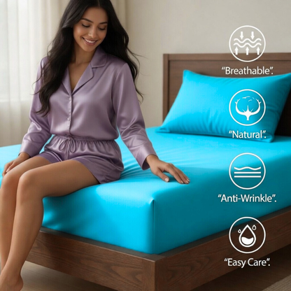 Extra Deep Fitted Sheet 40cm | Ultra Soft, Wrinkle-Free, Perfect Fit for Thick Mattress (UK Size)