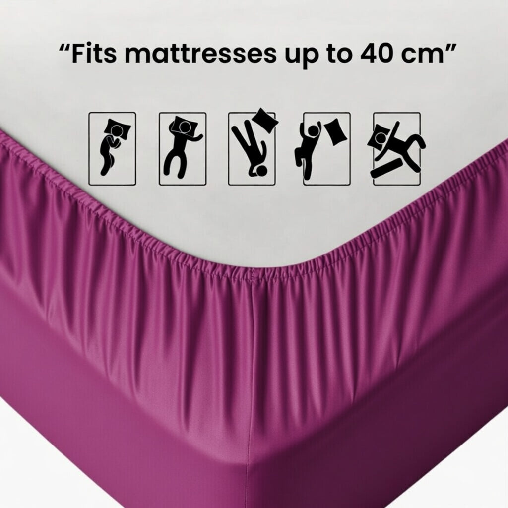 Extra Deep Fitted Sheet 40cm | Ultra Soft, Wrinkle-Free, Perfect Fit for Thick Mattress (UK Size)