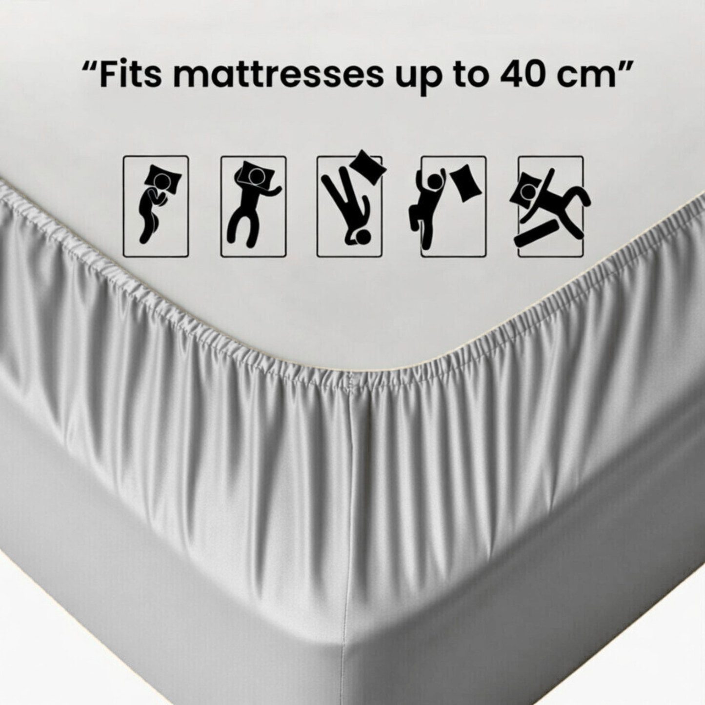 Extra Deep Fitted Sheet 40cm | Ultra Soft, Wrinkle-Free, Perfect Fit for Thick Mattress (UK Size)