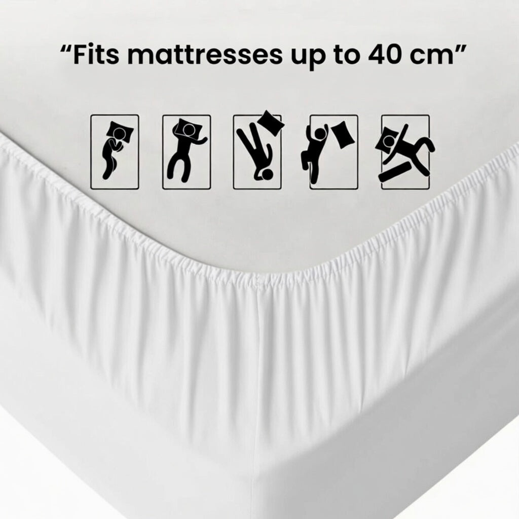 Extra Deep Fitted Sheet 40cm | Ultra Soft, Wrinkle-Free, Perfect Fit for Thick Mattress (UK Size)