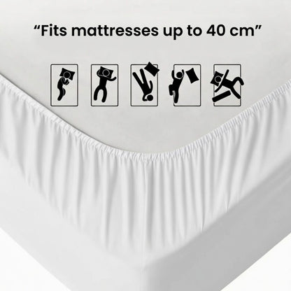 Extra Deep Fitted Sheet 40cm | Ultra Soft, Wrinkle-Free, Perfect Fit for Thick Mattress (UK Size)