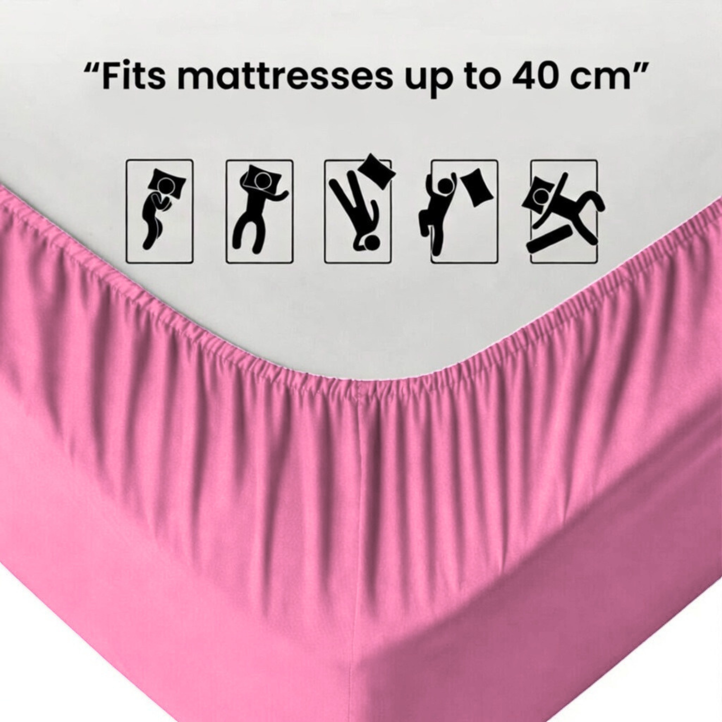 Extra Deep Fitted Sheet 40cm | Ultra Soft, Wrinkle-Free, Perfect Fit for Thick Mattress (UK Size)