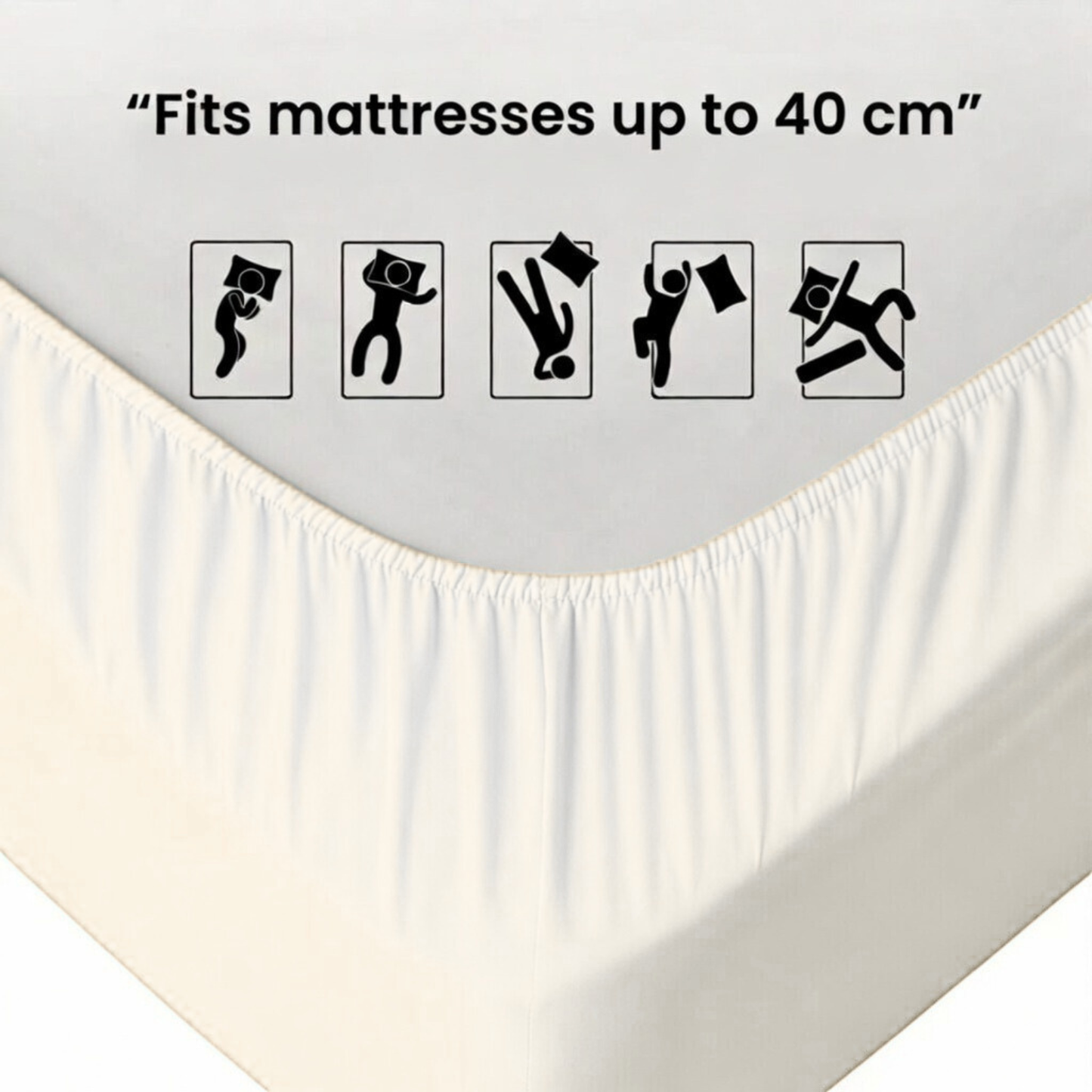 Extra Deep Fitted Sheet 40cm | Ultra Soft, Wrinkle-Free, Perfect Fit for Thick Mattress (UK Size)