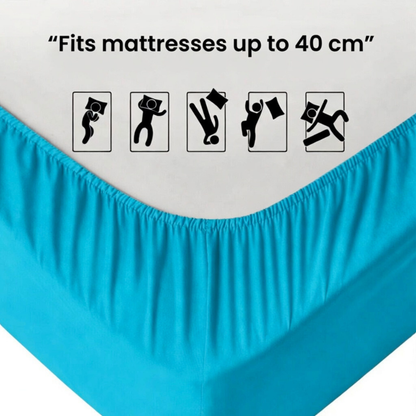 Extra Deep Fitted Sheet 40cm | Ultra Soft, Wrinkle-Free, Perfect Fit for Thick Mattress (UK Size)