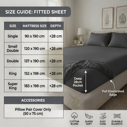 Luxury Fitted Sheet 11" Deep Pocket (28 cm) | Soft, Breathable, Wrinkle-Free Bedding for All Mattresses