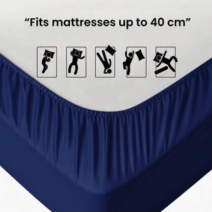 Extra Deep Fitted Sheet 40cm | Ultra Soft, Wrinkle-Free, Perfect Fit for Thick Mattress (UK Size)