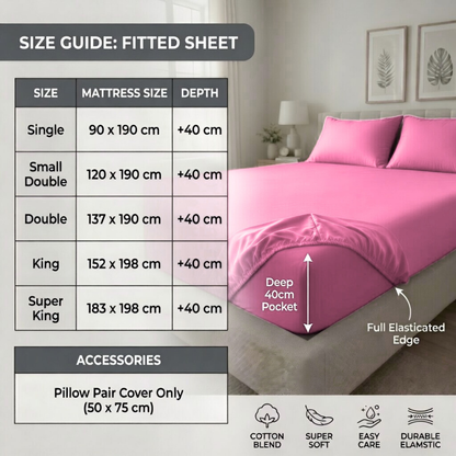 Extra Deep Fitted Sheet 40cm | Ultra Soft, Wrinkle-Free, Perfect Fit for Thick Mattress (UK Size)