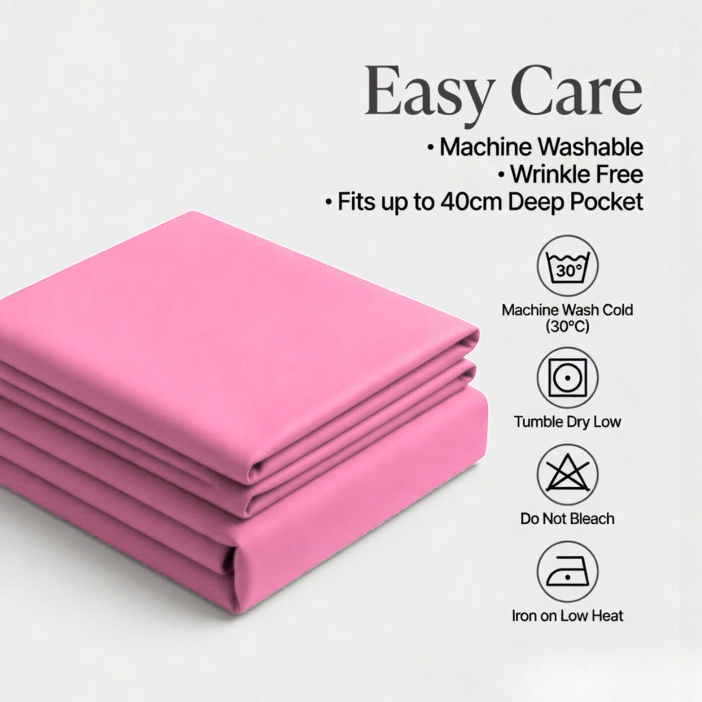 Extra Deep Fitted Sheet 40cm | Ultra Soft, Wrinkle-Free, Perfect Fit for Thick Mattress (UK Size)