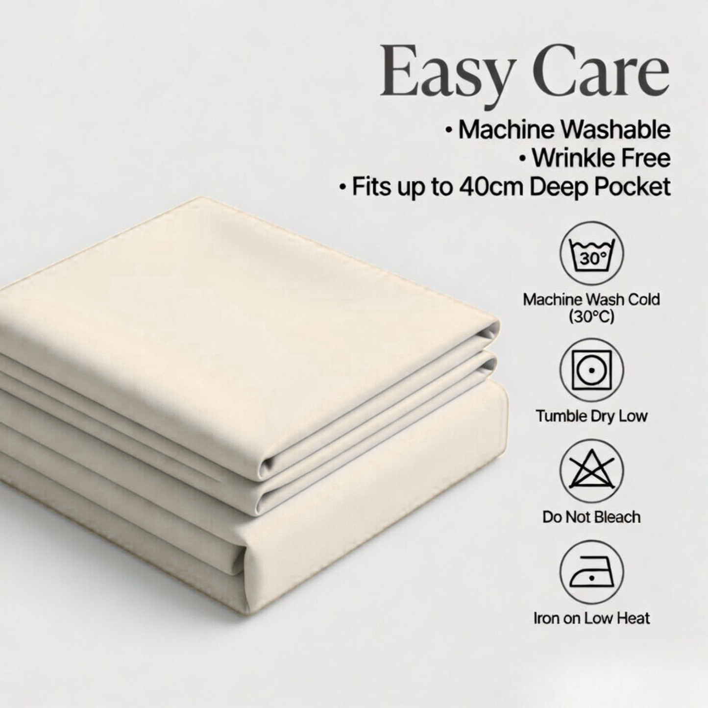 Extra Deep Fitted Sheet 40cm | Ultra Soft, Wrinkle-Free, Perfect Fit for Thick Mattress (UK Size)