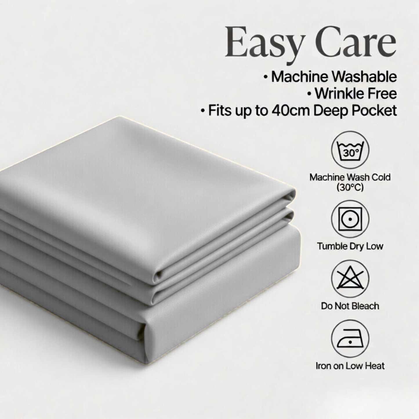 Extra Deep Fitted Sheet 40cm | Ultra Soft, Wrinkle-Free, Perfect Fit for Thick Mattress (UK Size)