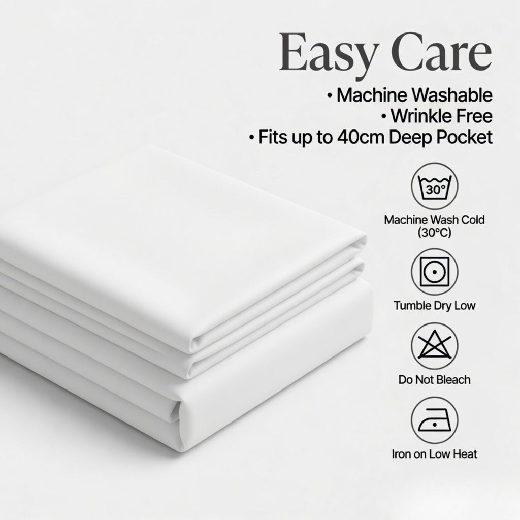 Extra Deep Fitted Sheet 40cm | Ultra Soft, Wrinkle-Free, Perfect Fit for Thick Mattress (UK Size)