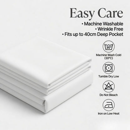 Extra Deep Fitted Sheet 40cm | Ultra Soft, Wrinkle-Free, Perfect Fit for Thick Mattress (UK Size)