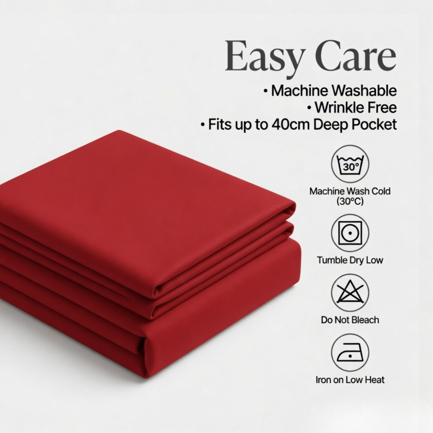 Extra Deep Fitted Sheet 40cm | Ultra Soft, Wrinkle-Free, Perfect Fit for Thick Mattress (UK Size)