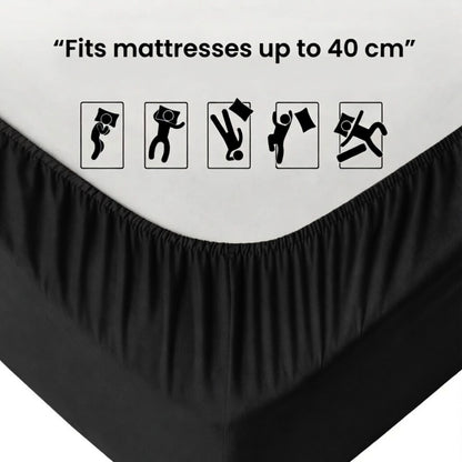 Extra Deep Fitted Sheet 40cm | Ultra Soft, Wrinkle-Free, Perfect Fit for Thick Mattress (UK Size)