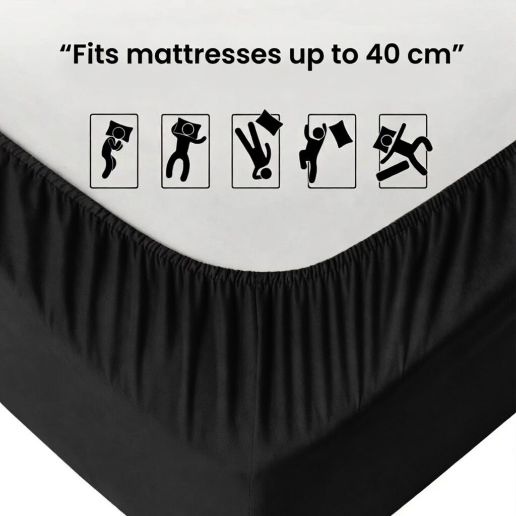 Extra Deep Fitted Sheet 40cm | Ultra Soft, Wrinkle-Free, Perfect Fit for Thick Mattress (UK Size)