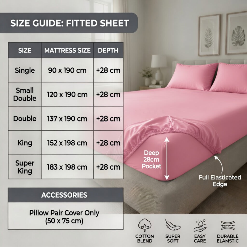 Luxury Fitted Sheet 11" Deep Pocket (28 cm) | Soft, Breathable, Wrinkle-Free Bedding for All Mattresses