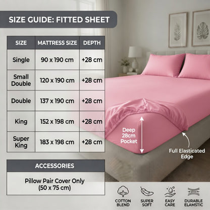 Luxury Fitted Sheet 11" Deep Pocket (28 cm) | Soft, Breathable, Wrinkle-Free Bedding for All Mattresses