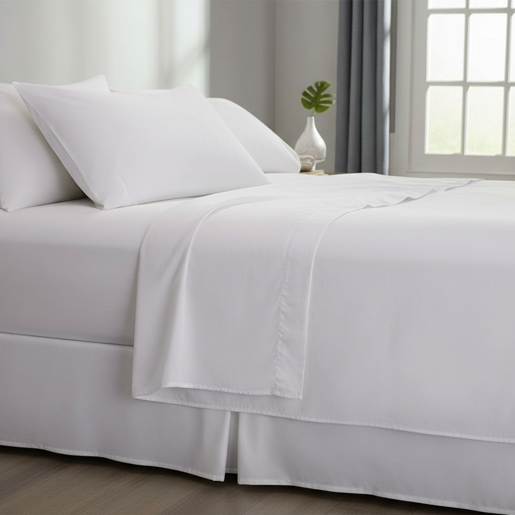 Clean white bed sheet
