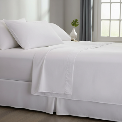 Clean white bed sheet