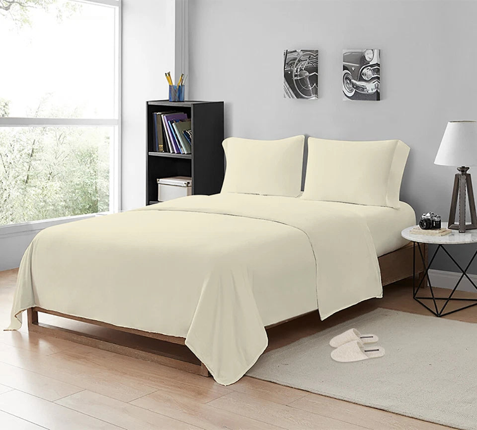 Premium 200 Thread Count Cotton Flat Sheets | Soft Breathable Luxury Bedding UK