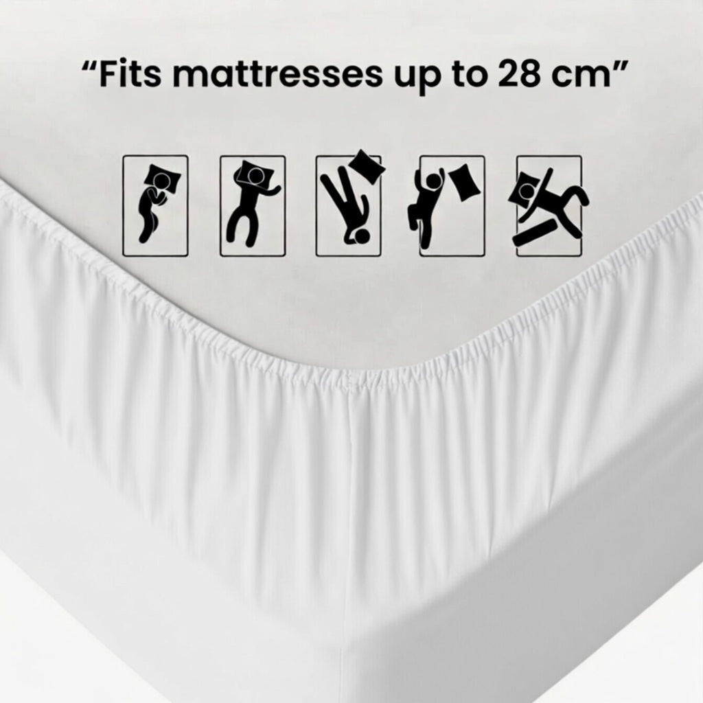 Luxury Fitted Sheet 11" Deep Pocket (28 cm) | Soft, Breathable, Wrinkle-Free Bedding for All Mattresses
