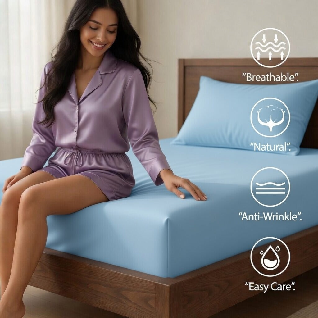 Extra Deep Fitted Sheet 40cm | Ultra Soft, Wrinkle-Free, Perfect Fit for Thick Mattress (UK Size)