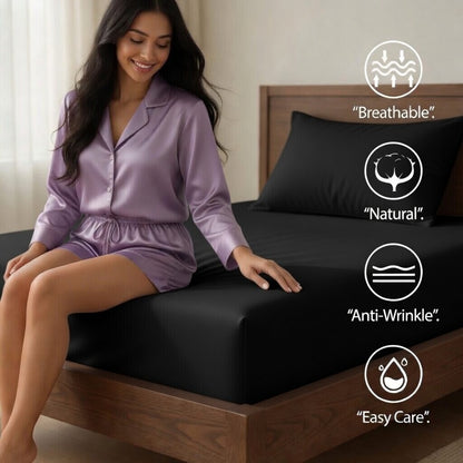 Extra Deep Fitted Sheet 40cm | Ultra Soft, Wrinkle-Free, Perfect Fit for Thick Mattress (UK Size)