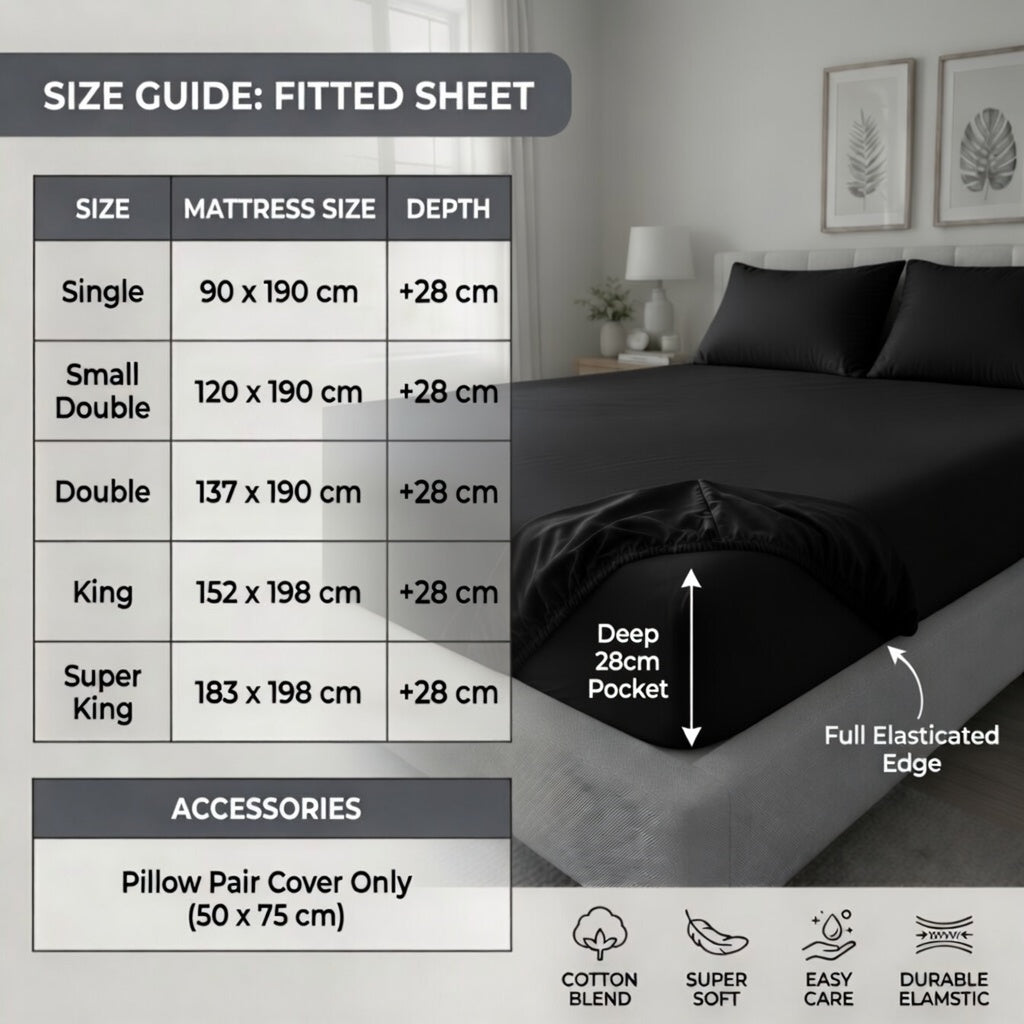 Luxury Fitted Sheet 11" Deep Pocket (28 cm) | Soft, Breathable, Wrinkle-Free Bedding for All Mattresses