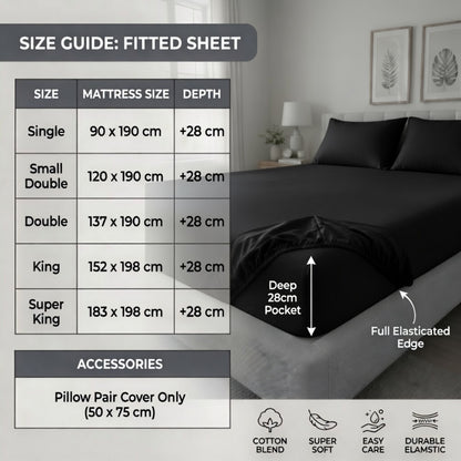 Luxury Fitted Sheet 11" Deep Pocket (28 cm) | Soft, Breathable, Wrinkle-Free Bedding for All Mattresses